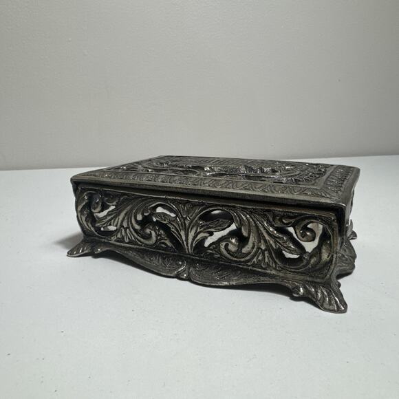 Antique Greek Trinket Box 5”x4.5” Parthenon Acropolis Athens Silver Plated/Solid - Picture 4 of 16